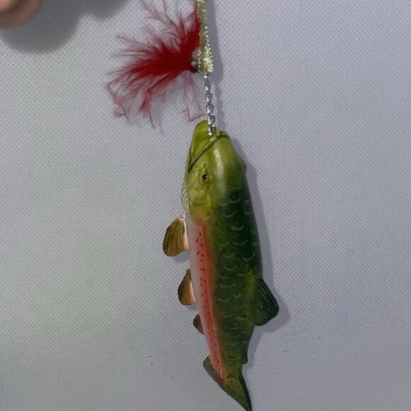 Speckled Trout Fish Christmas Ornament With Lure Vintage Resin - Picture 3 of 6